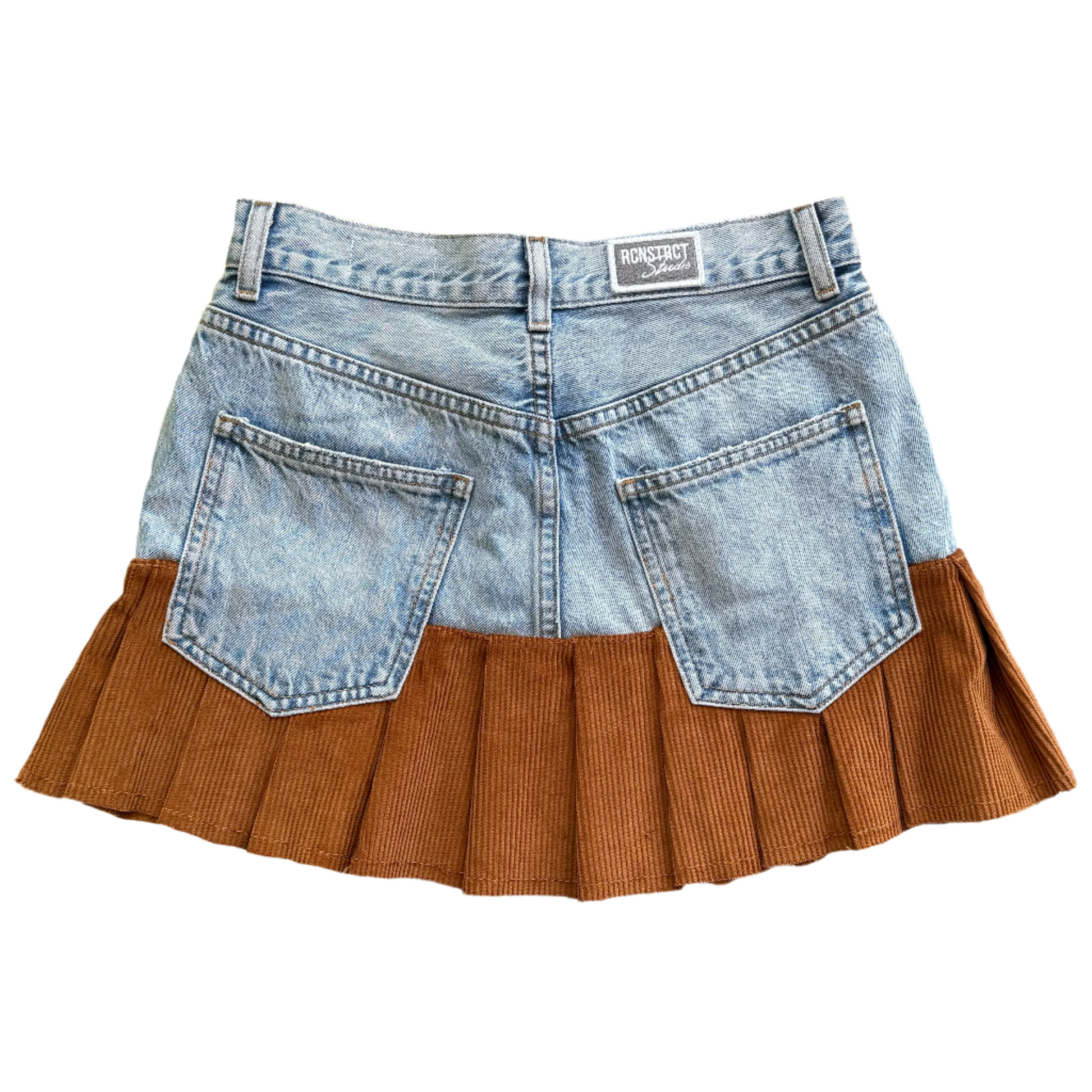 Denim+Corduroy Pleated
