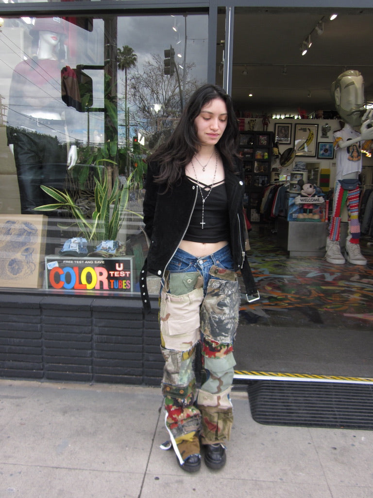 Camo Patchwork Detail Denim