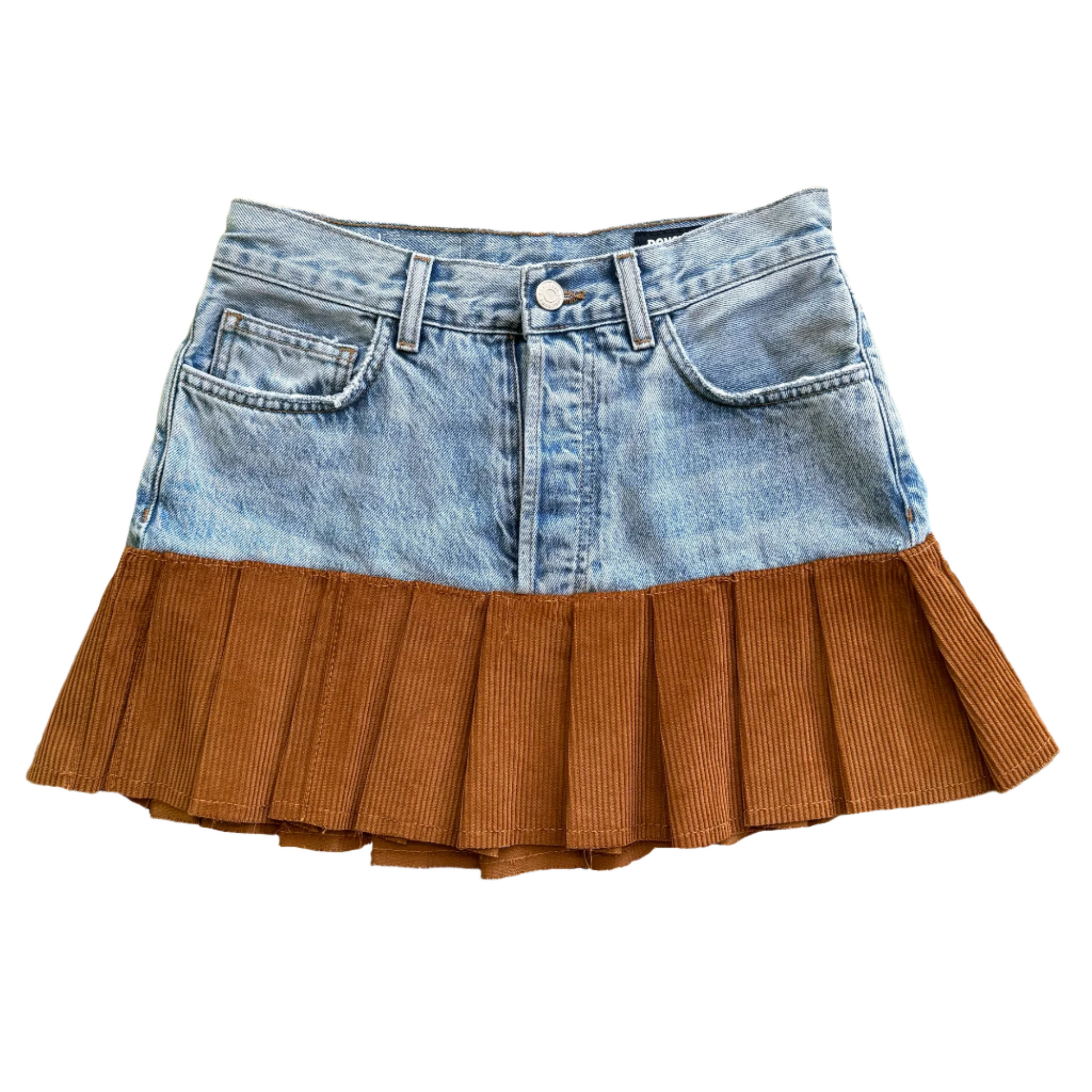 Denim+Corduroy Pleated