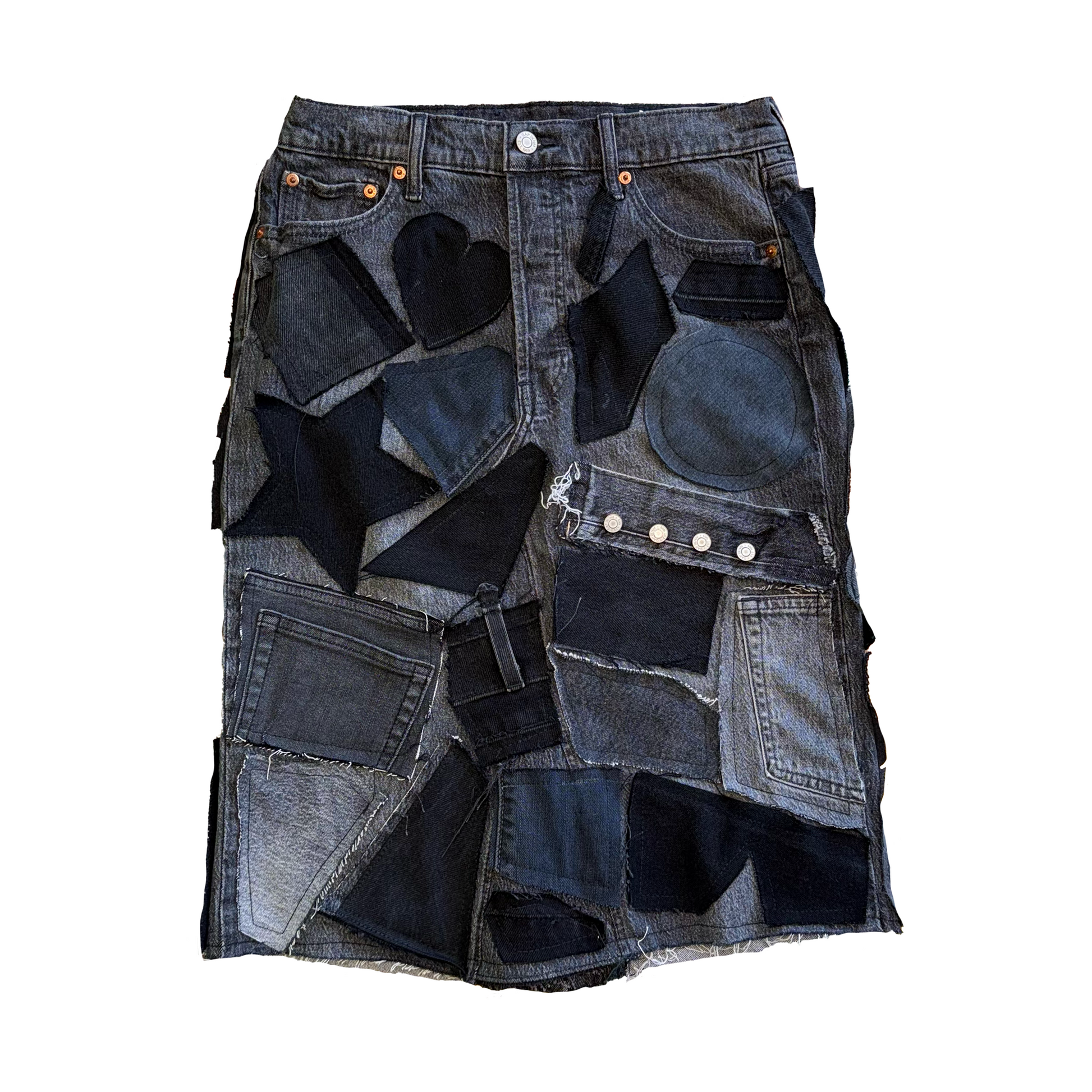 Denim Detail Patchwork Midi