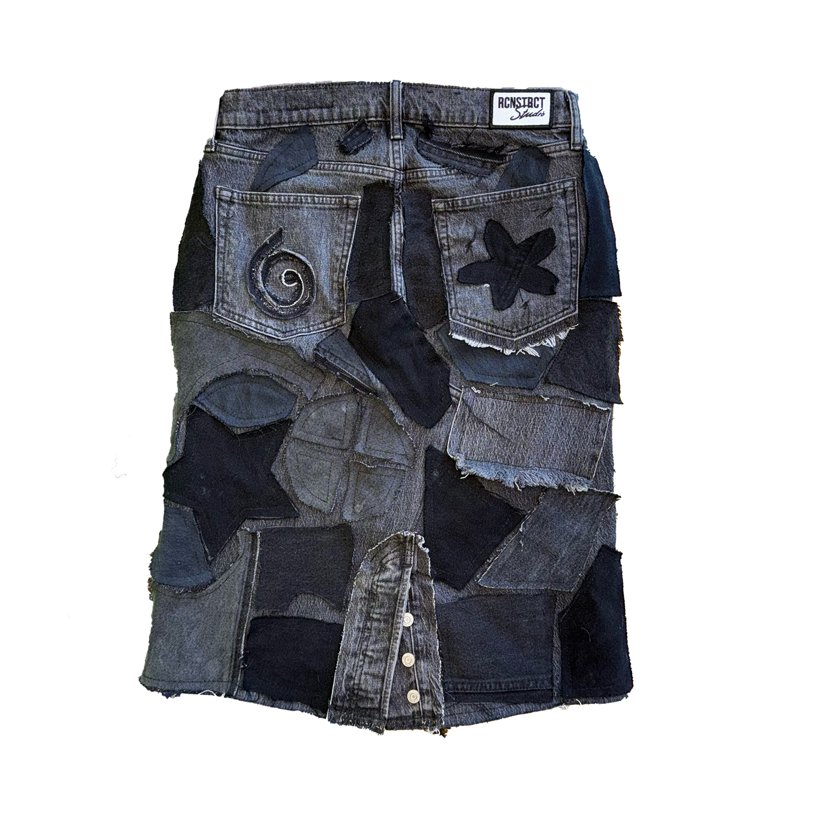 Denim Detail Patchwork Midi