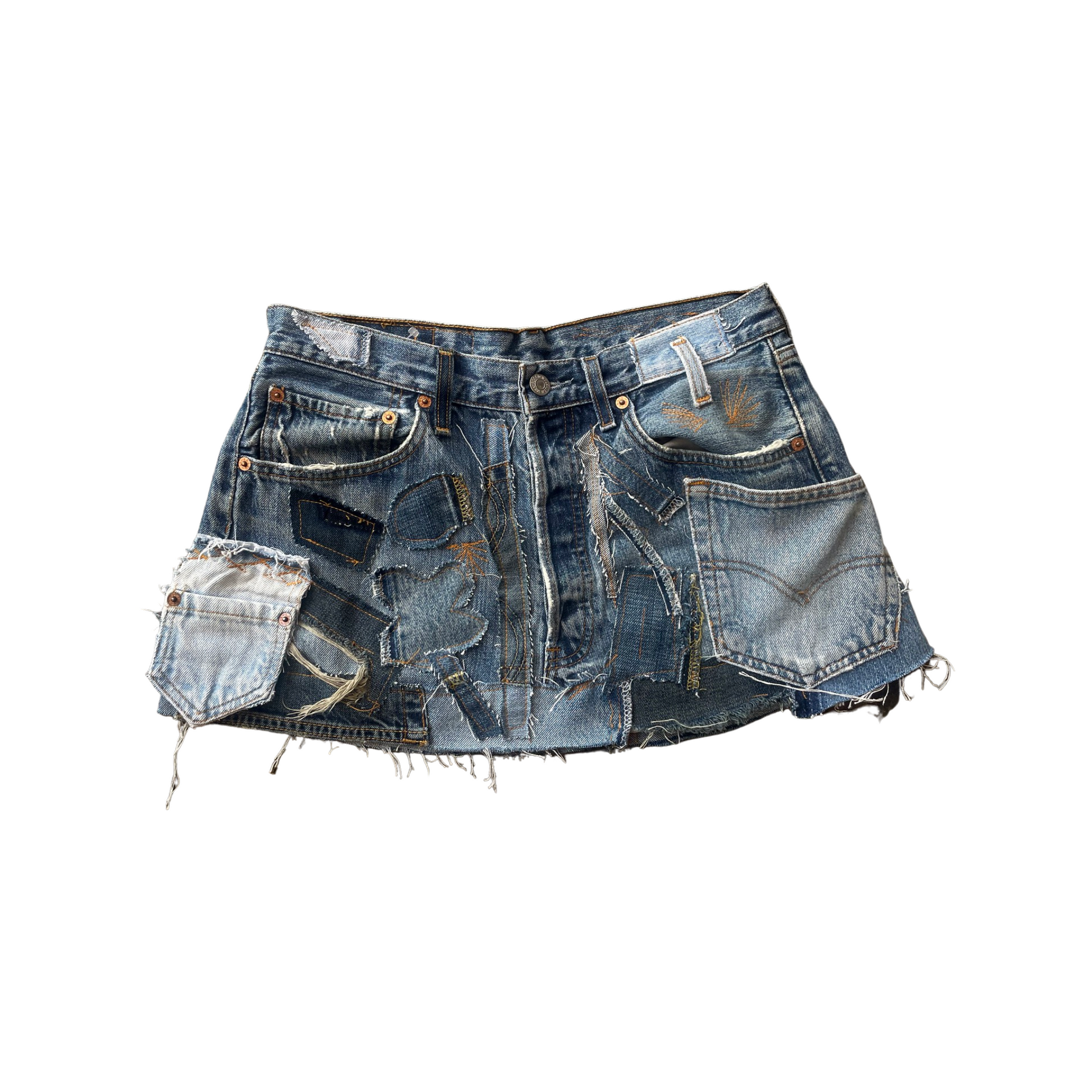 Denim Detail Patchwork Skirt