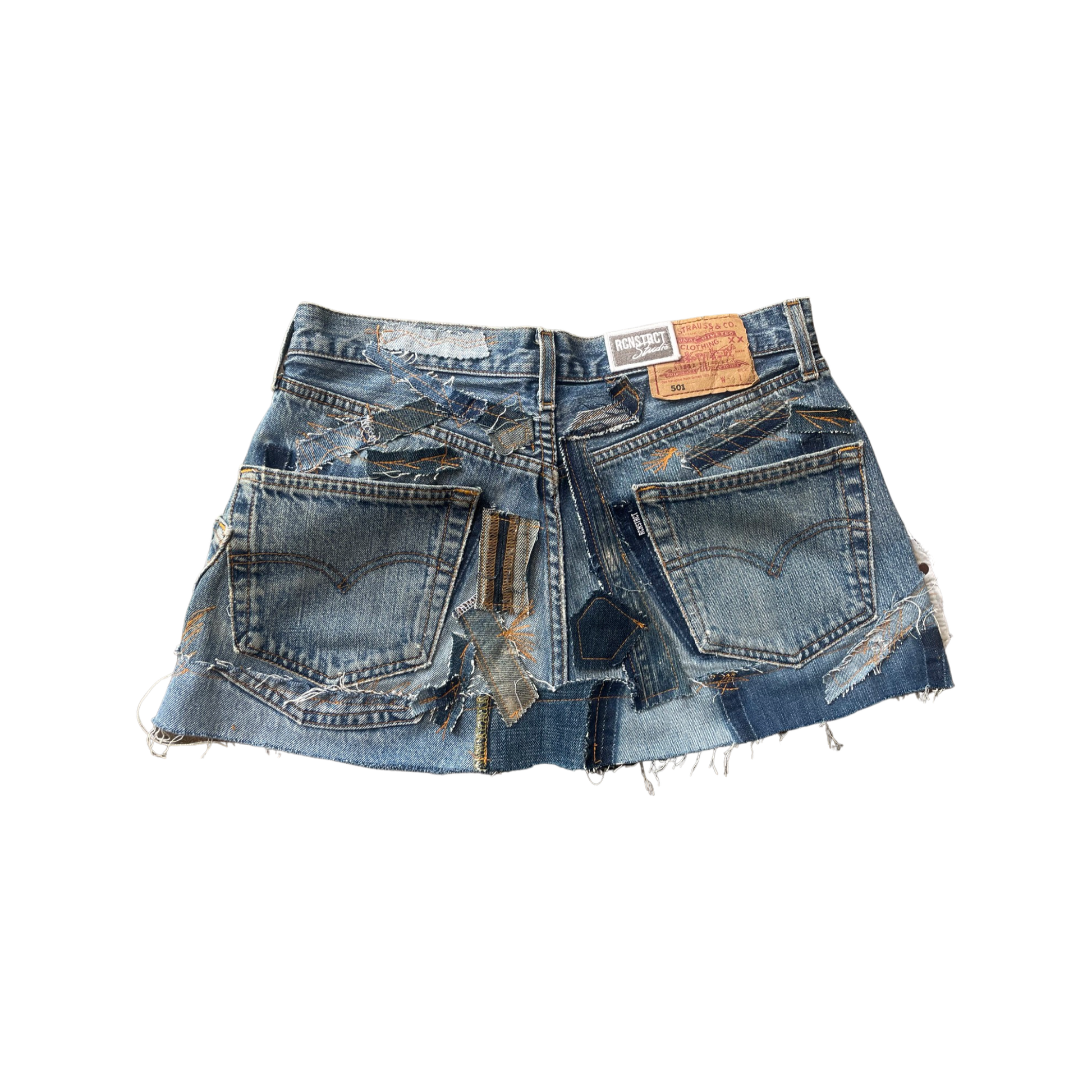 Denim Detail Patchwork Skirt