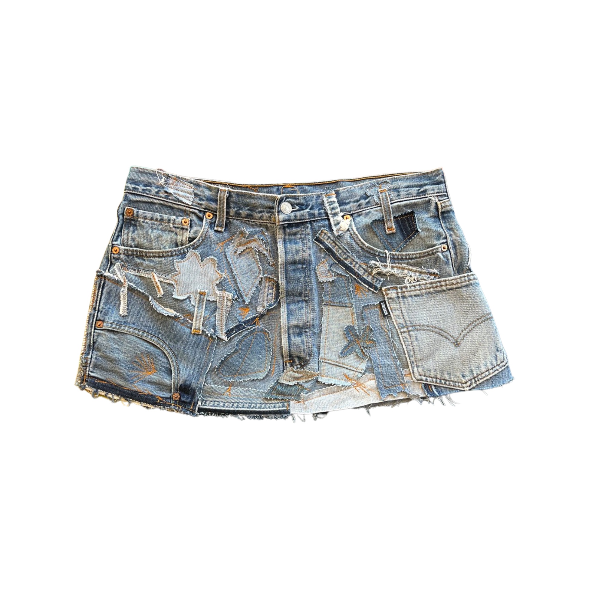 Denim Detail Patchwork Skirt