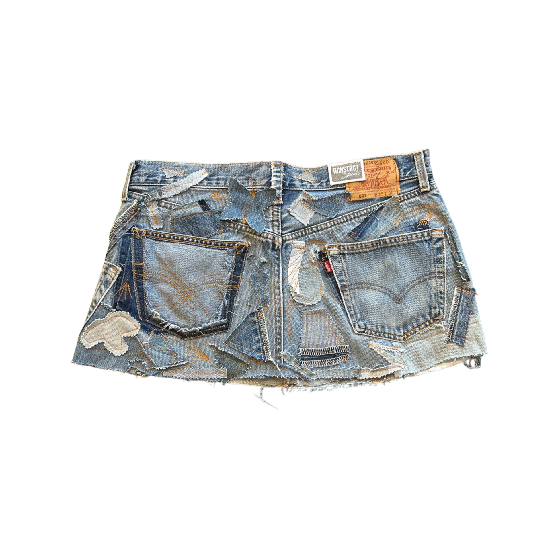 Denim Detail Patchwork Skirt
