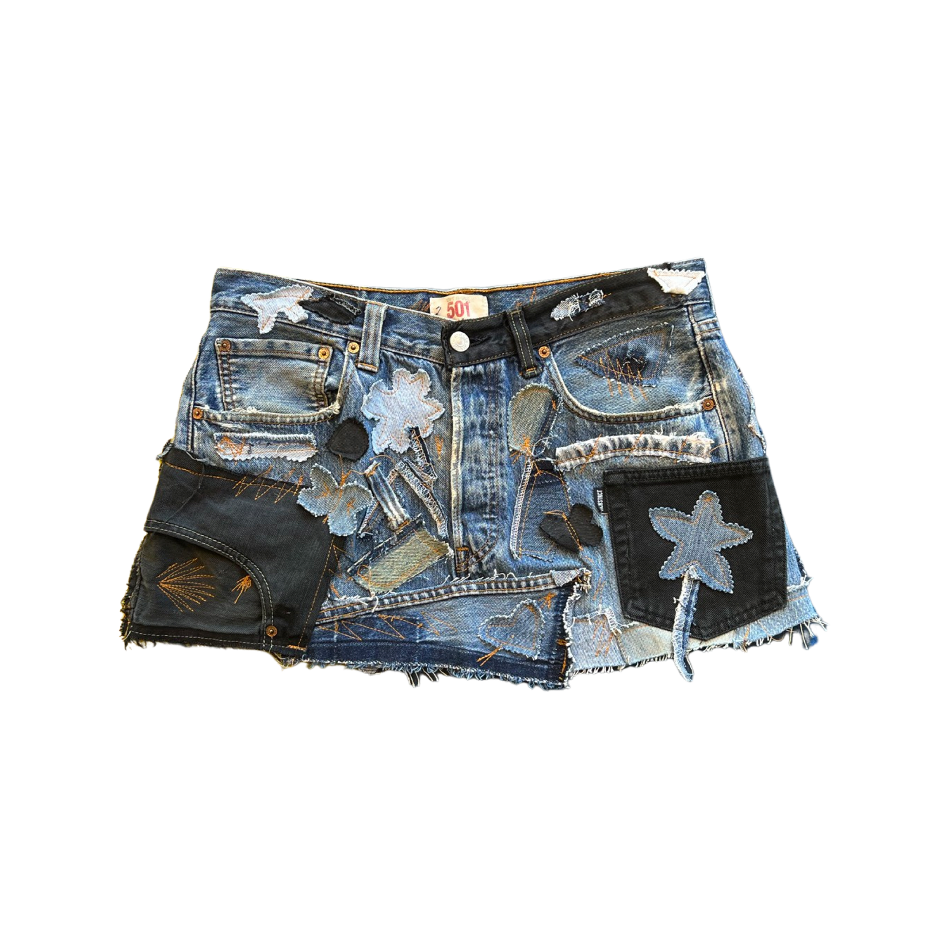 Denim Detail Patchwork Skirt