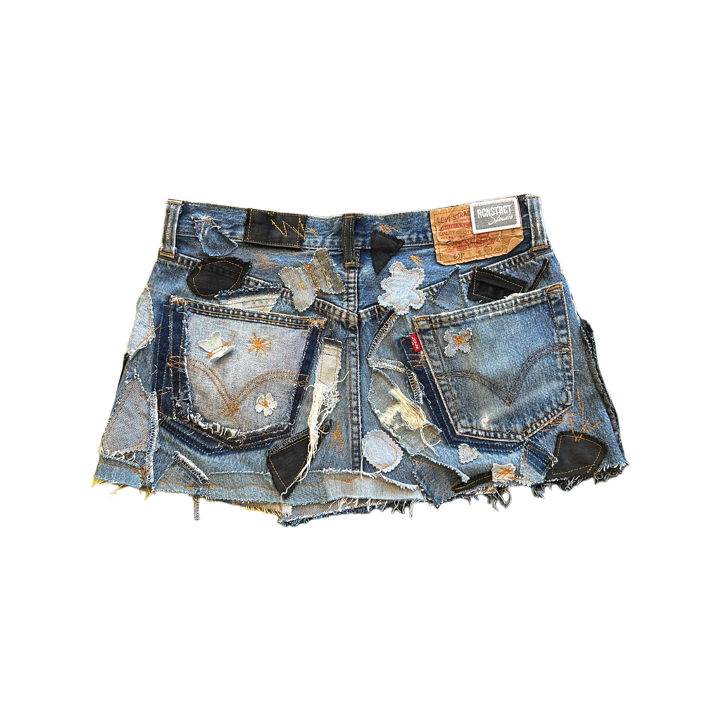 Denim Detail Patchwork Skirt