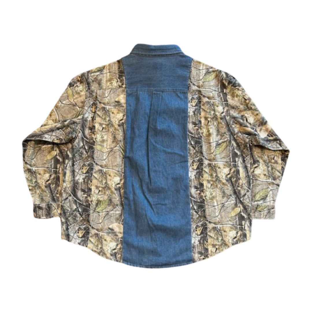 Tree Denim Vertical Mix Button Up / REMADE IN LA
