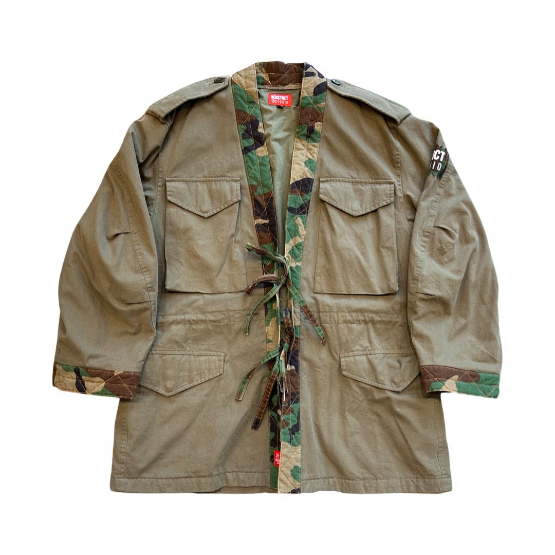 Camo Trim Kimono - Olive / REMADE IN LA