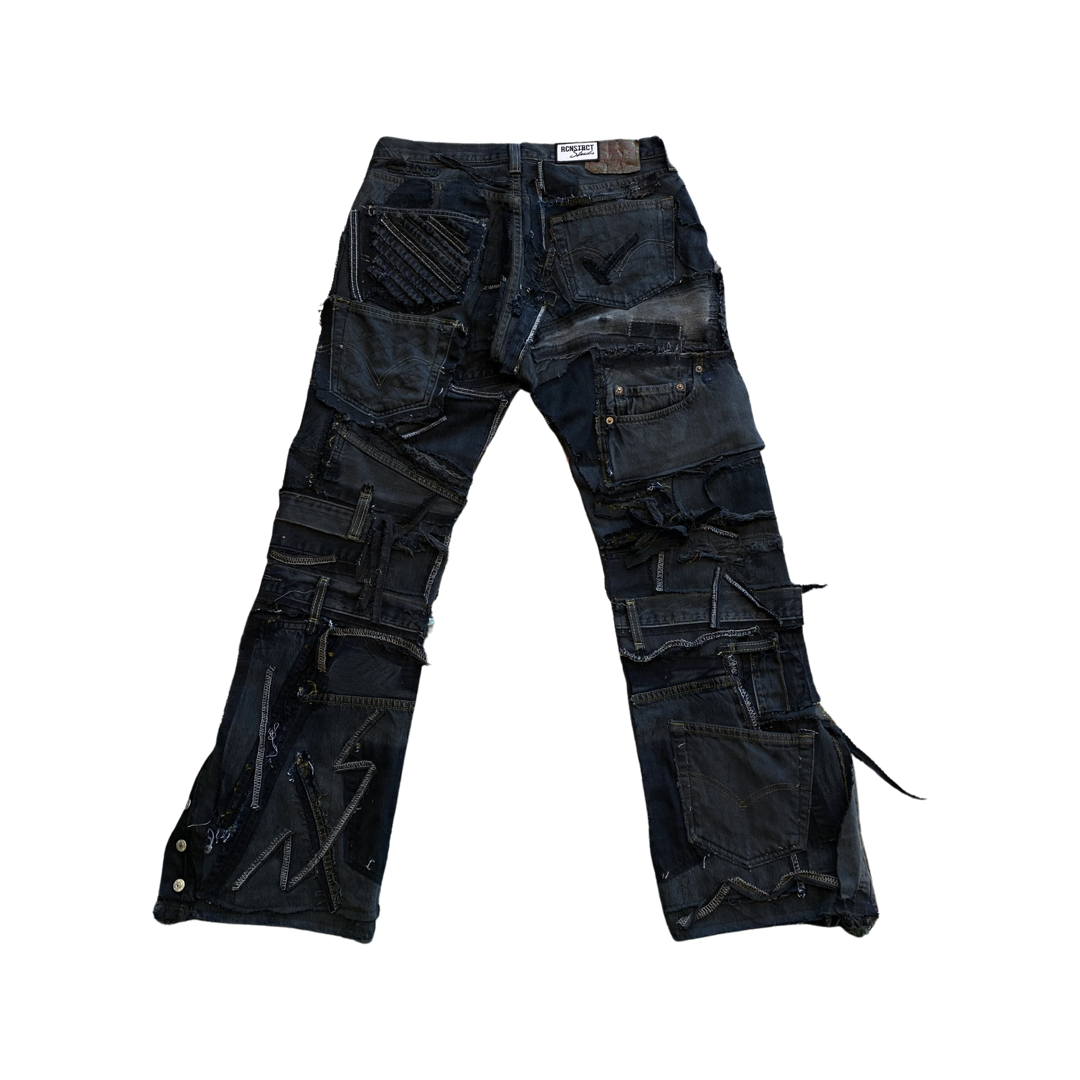 Patchwork Detail Denim - Black