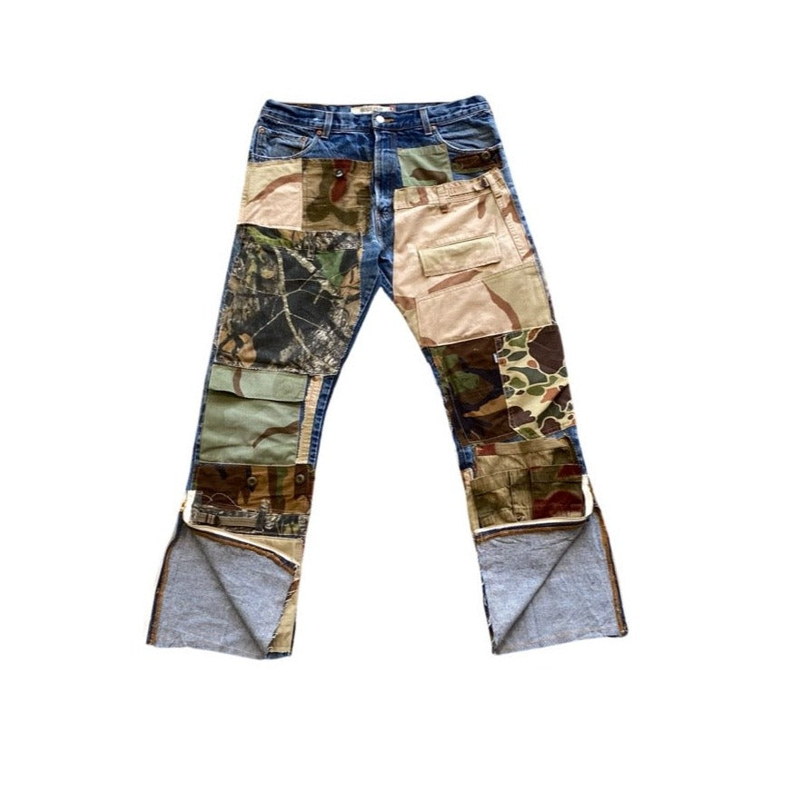 Camo Patchwork Detail Denim