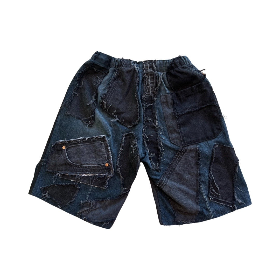 Black Patchwork Jorts