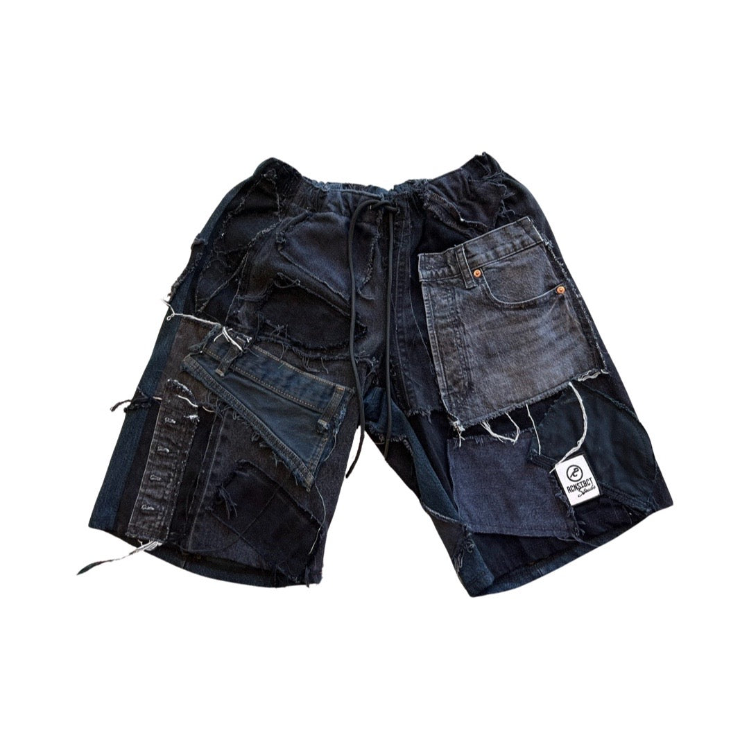 Black Patchwork Jorts