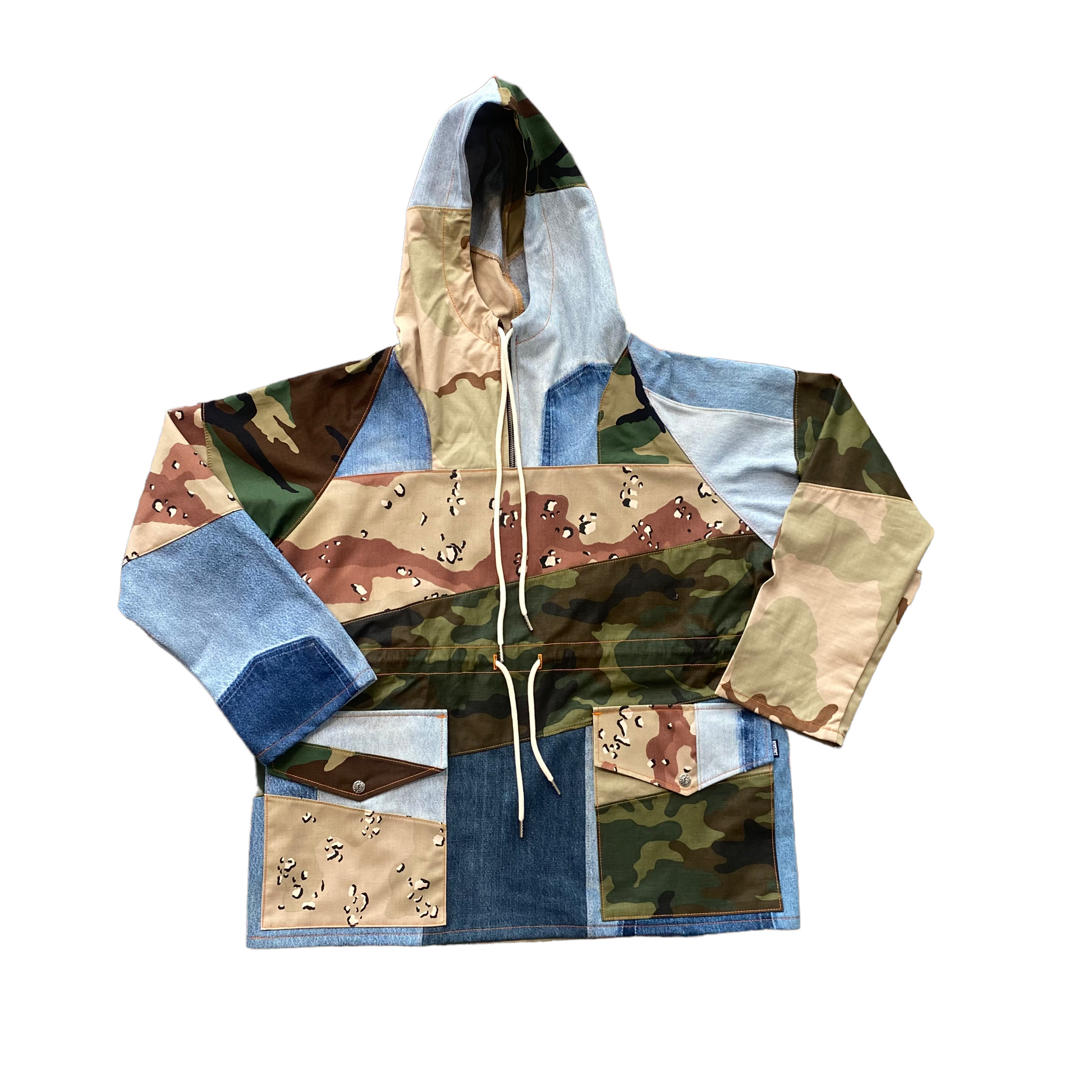 Multi Tonal Camo+Denim Pull Over