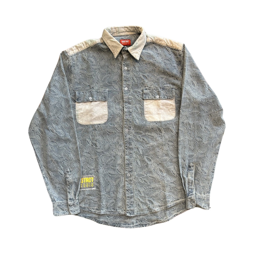 Flower Textured Denim Shirt / REMADE IN LA