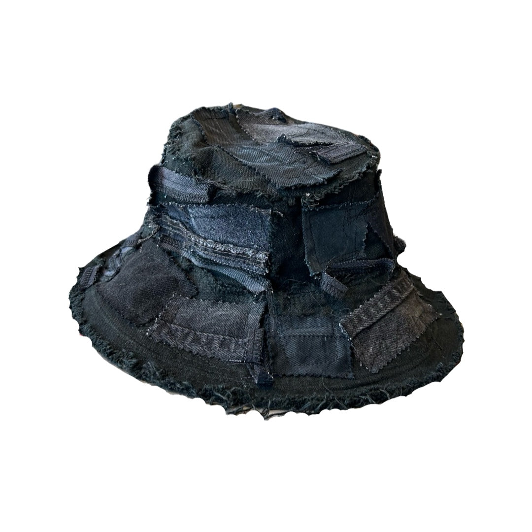 Black Denim Detail Bucket Hat