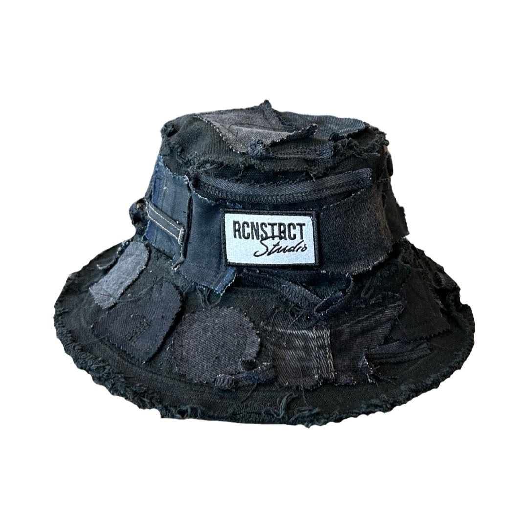 Black Denim Detail Bucket Hat