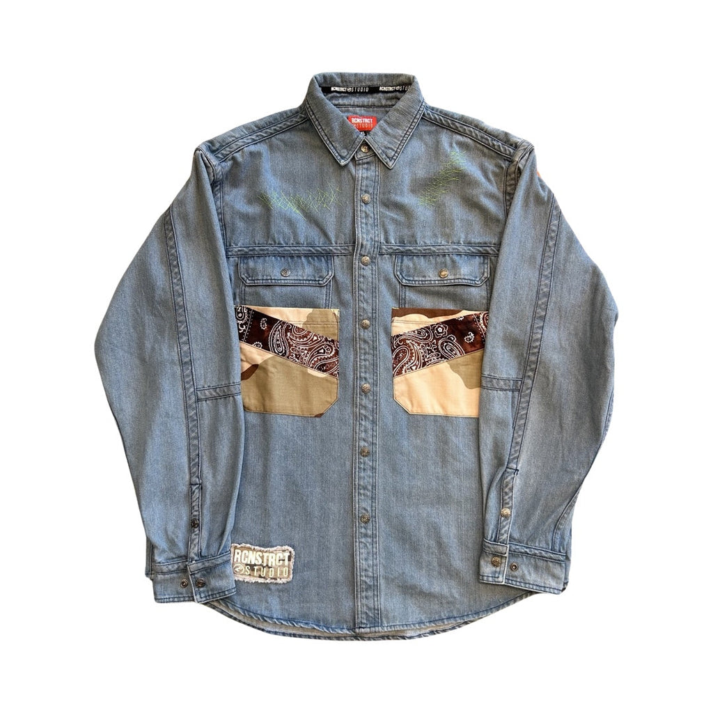 Bandana Patchwork Denim Button Up / REMADE IN LA