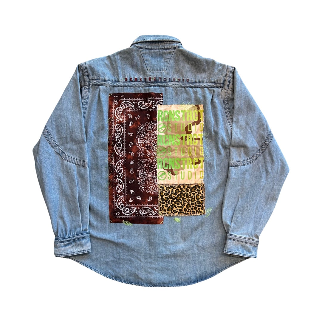 Bandana Patchwork Denim Button Up / REMADE IN LA