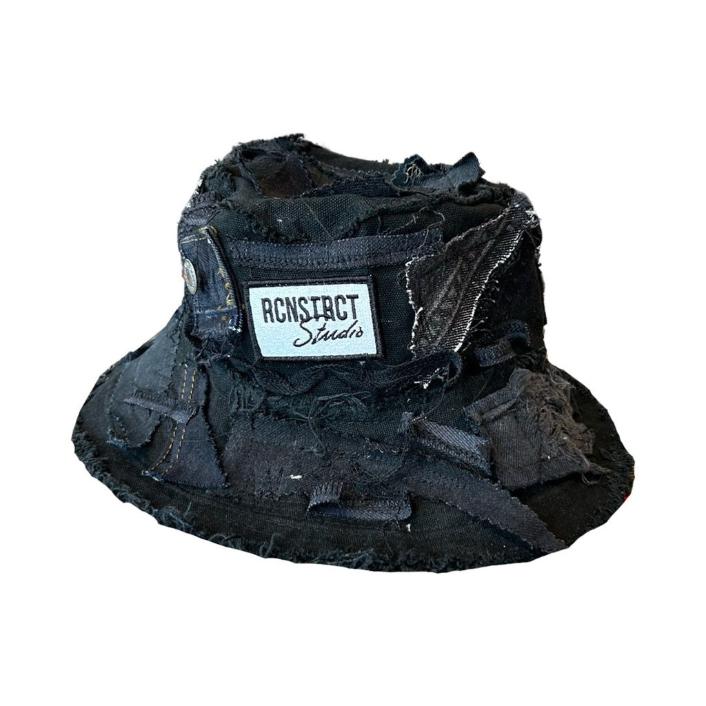 Black Denim Detail Bucket Hat