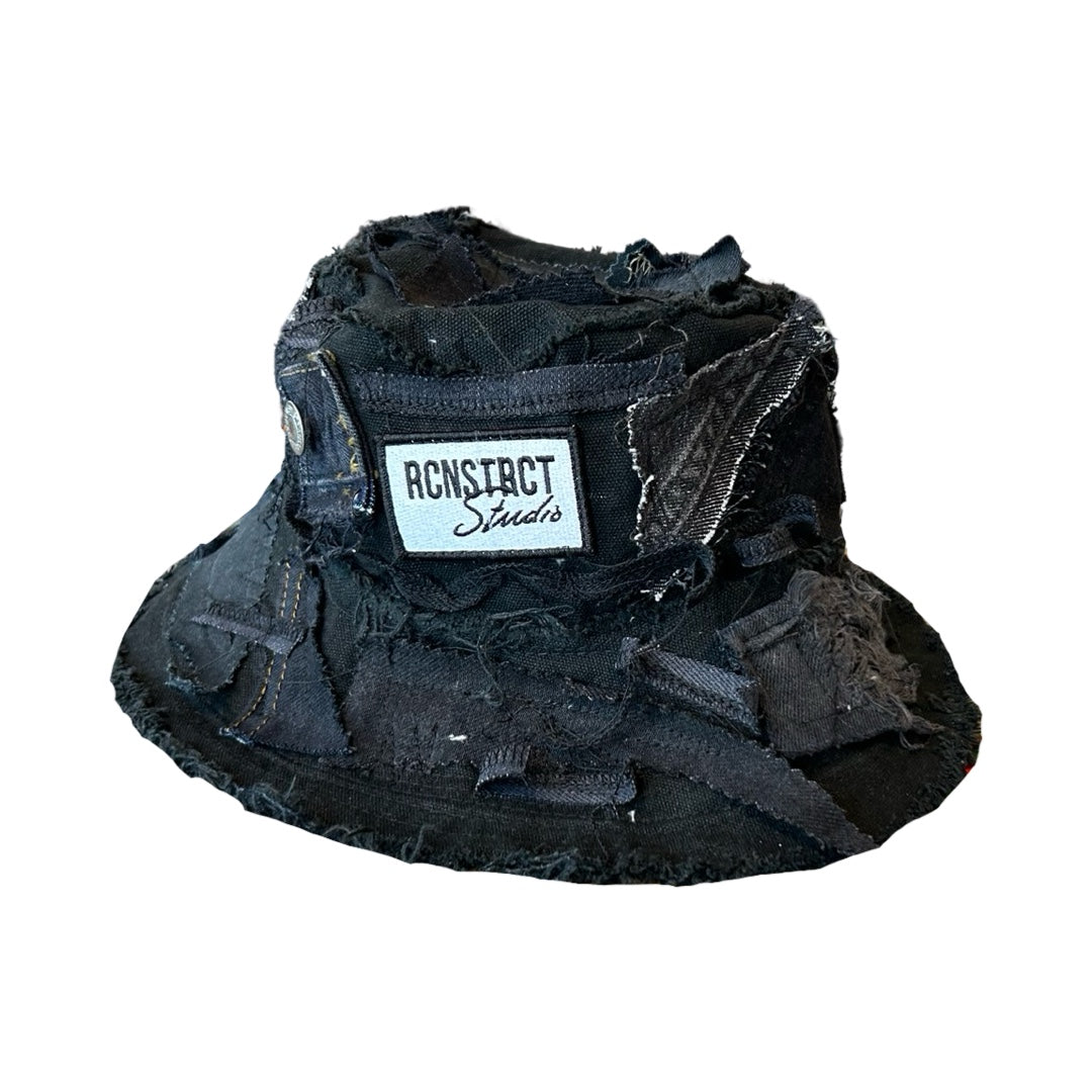 Black Denim Detail Bucket Hat